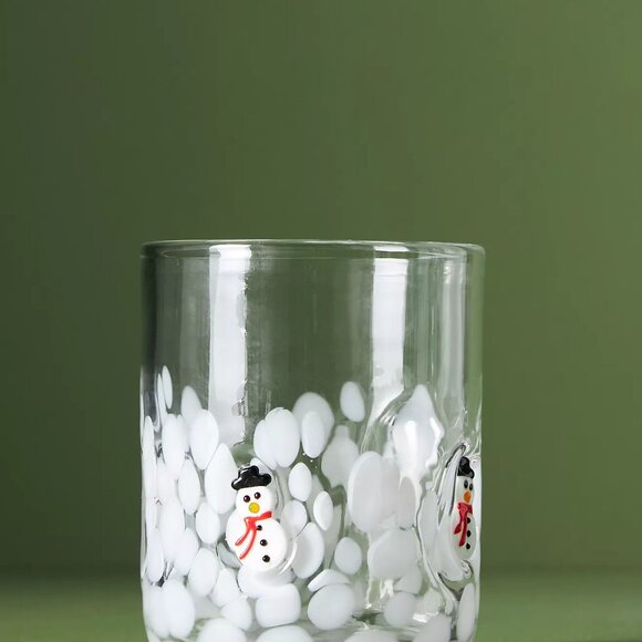 Anthropologie Festive Icon Juice Glass Cup 17 Oz Holiday Snowman - Picture 1 of 4